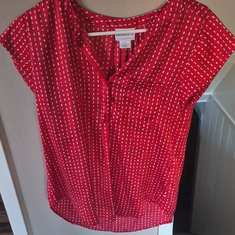 Liz Claiborne Red Patterned Blouse